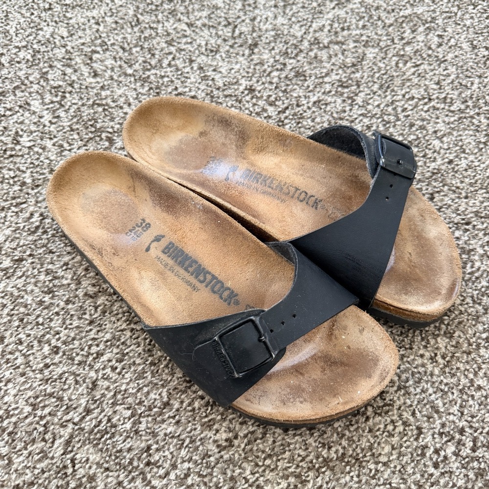 Birkenstock Madrid Black Birko-Flor Narrow Width Size 38 Women's 7